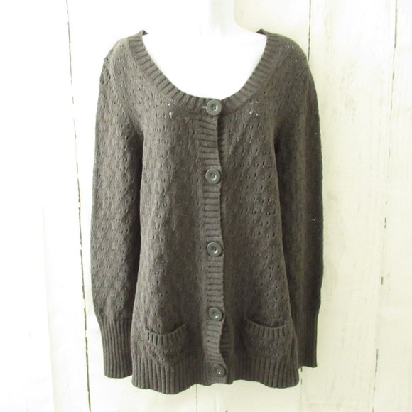 GAP  Cardigan Sweater  L Large Gray Button Up Open Knit Pockets Grandpa - Picture 1 of 6